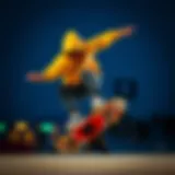 A skateboarder performing a trick in a Champion hoodie