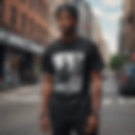 A stylish black Supreme t-shirt displayed in an urban setting