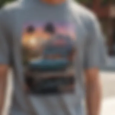 Custom Graphic Tee Conveying Identity A close-up view of a custom graphic tee featuring a unique back design that conveys identity within the skateboarding community.