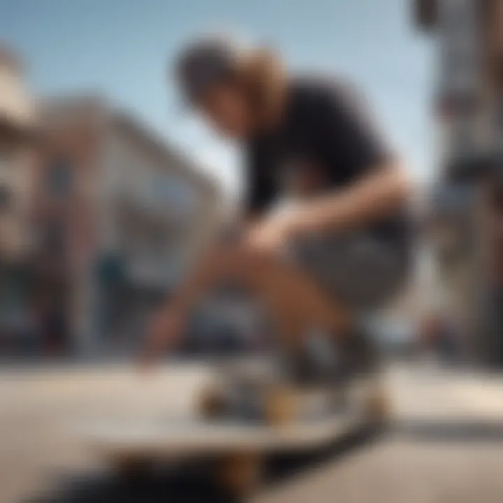 Demonstration of sharpening a skateboard