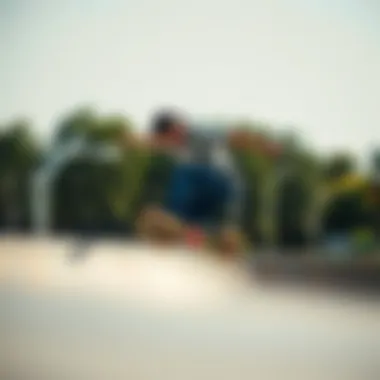Skateboarder performing a trick on a quarter pipe in a skate park