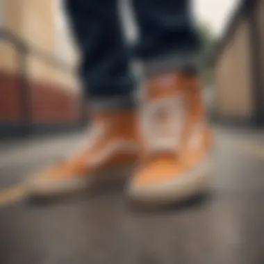 Tan Vans designed for skateboarding on a ramp