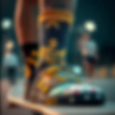 Close-up of unique Wu Tang-inspired sock design with artistic elements