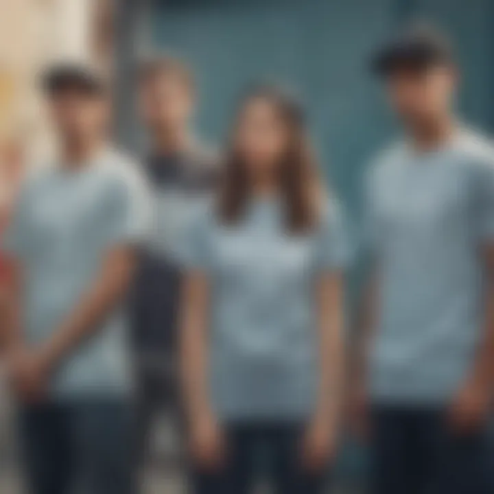 A group of skaters wearing peace t-shirts, showcasing unity and expression