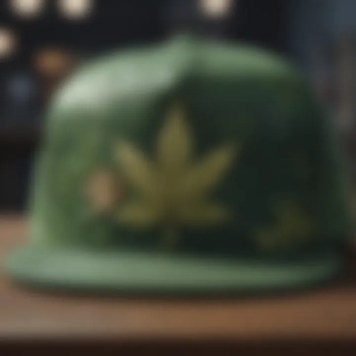 Close-up of the Huf weed hat showcasing its unique design features.