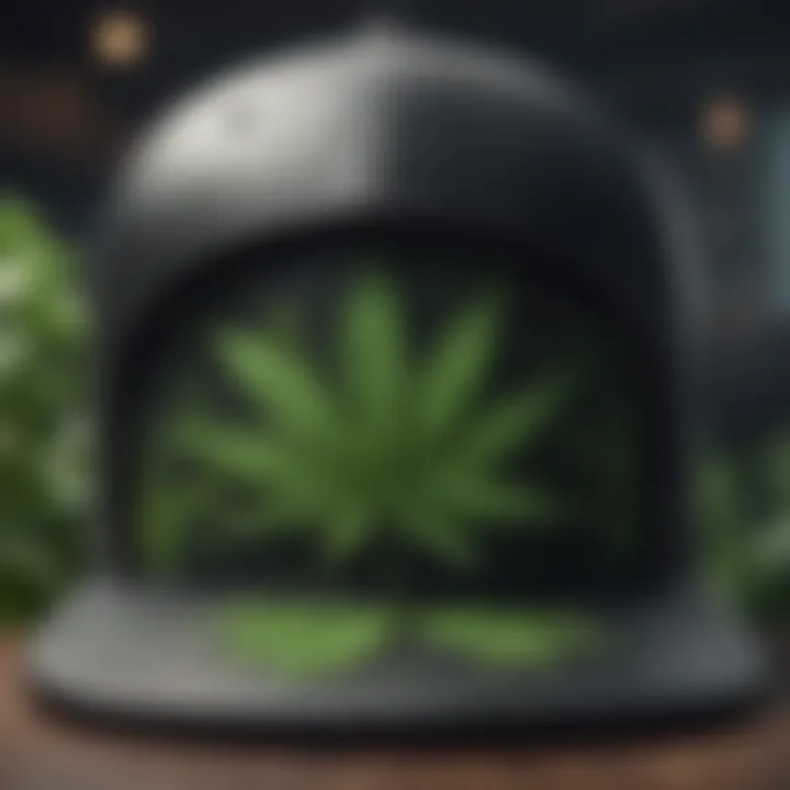 Artistic representation of the weed motif featured on the Huf weed hat.