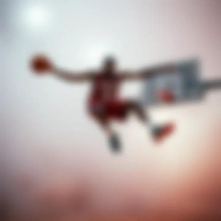 Powerful Moves: The Stance of Donovan Mitchell Donovan Mitchell executing a powerful basketball move emphasizing his unique stance.