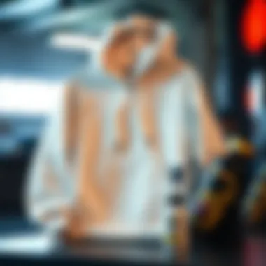 A well-maintained white hoodie displayed next to care products for fabric preservation