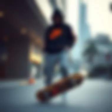 Stylish combination of Nike outfit and skateboard