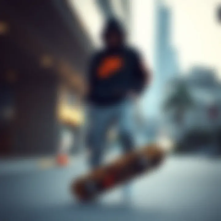 Stylish combination of Nike outfit and skateboard