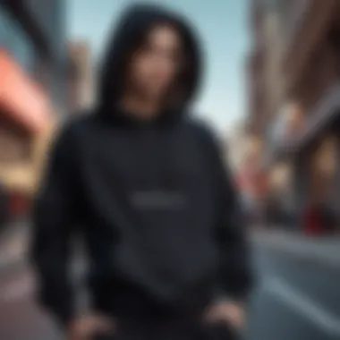 Streetwear fashion featuring black hoodies