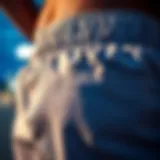 Close-up of elastic waistband in shorts