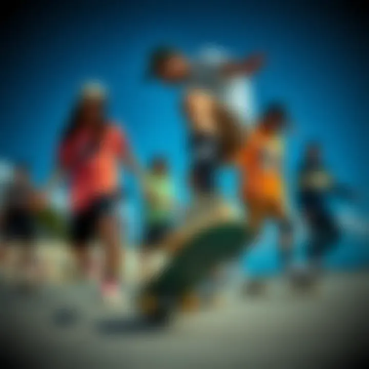 Group of skateboarders displaying their unique styles with Nike socks