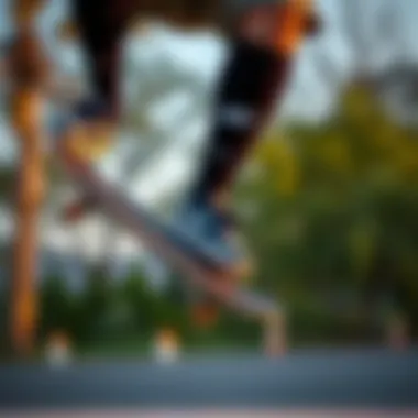 Skateboarder performing tricks while wearing XL black Nike socks