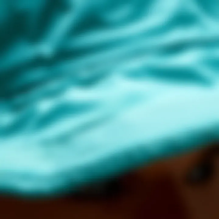 Close-up of teal bucket hat fabric texture
