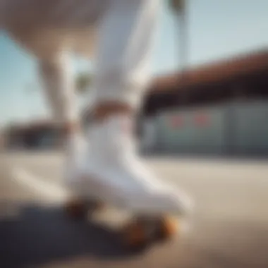 Skater performing a trick while wearing white Converse