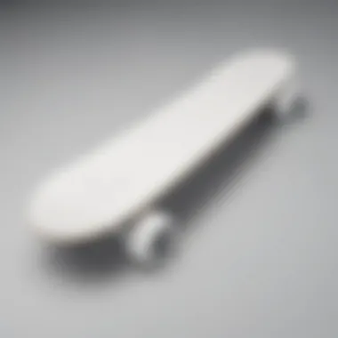 Minimalist Design of a White Skateboard A sleek white skateboard showcasing minimalist design.
