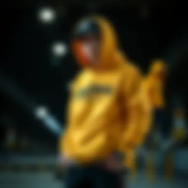 Stylish individual showcasing various ways to wear a yellow hoodie.