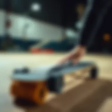 Demonstration of grip tape application on a cruiser board