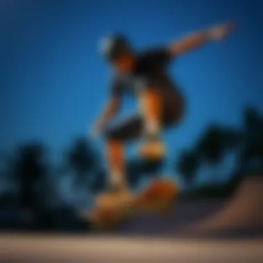 Skateboarder performing tricks with grip tape