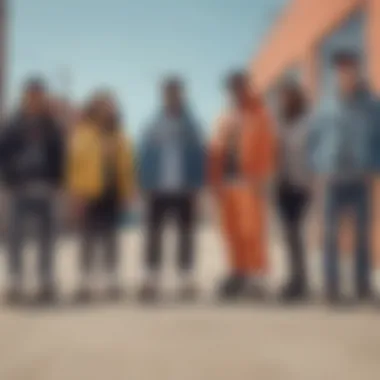 A group of skaters wearing various styles of tank jackets, highlighting diversity in skate culture.