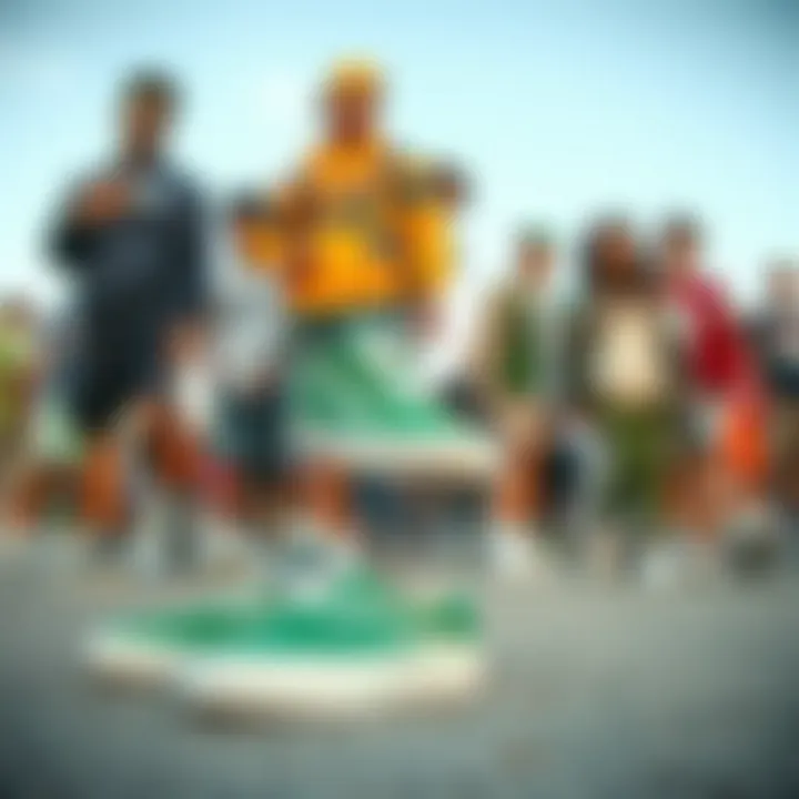 Group of diverse individuals wearing Vans Authentic Green sneakers