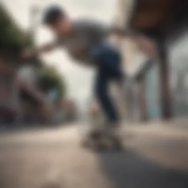 Skateboarder performing a trick wearing Vans shoes