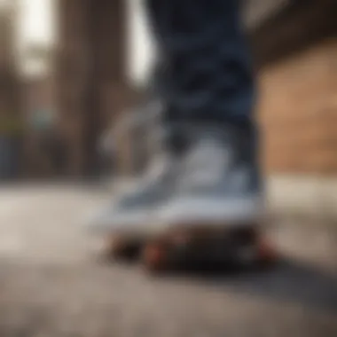 Elevate Your Skate Style with Vans A stylish pair of Vans sneakers on a skateboard