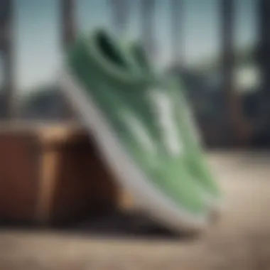 Vans Green sneakers worn by Kyle Walker on the skateboard.