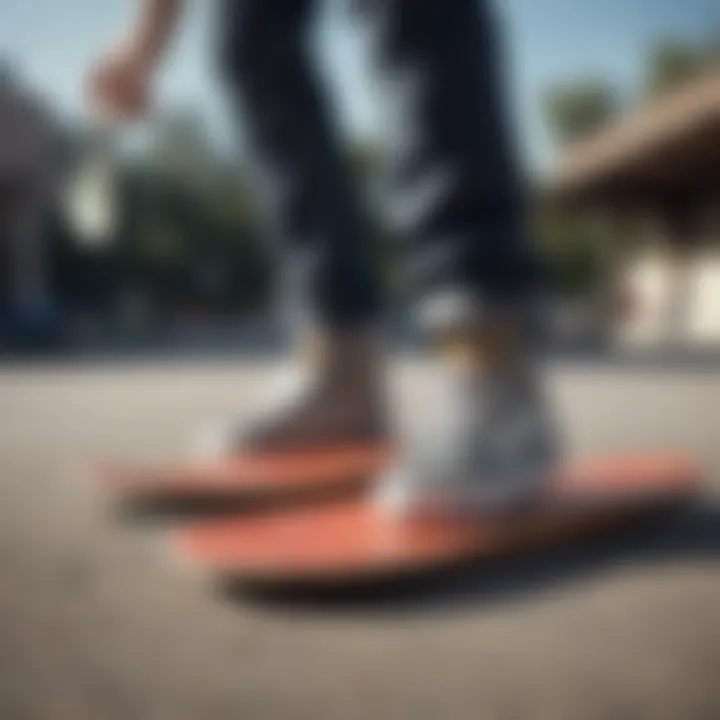 Skateboarder demonstrating the fit of Vans insoles while riding