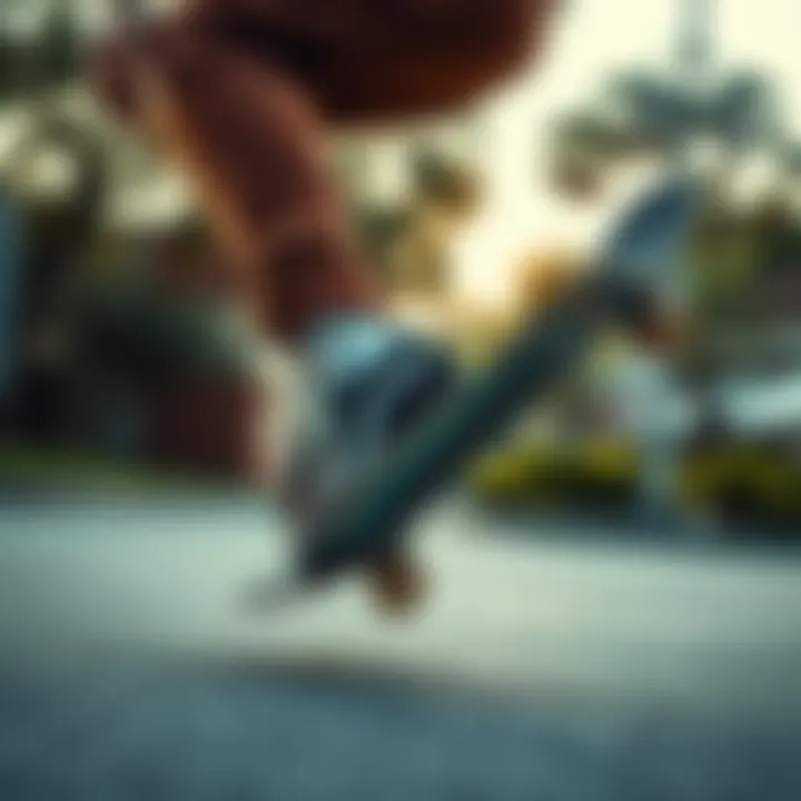 Skateboarder wearing Vans shoes executing a trick