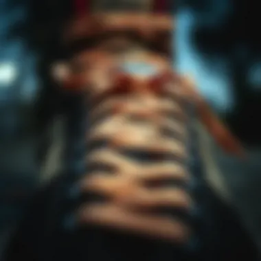 Close-up view of Vans Skool V's iconic design elements