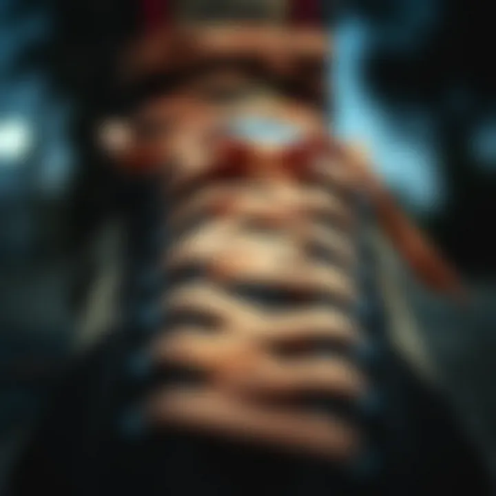 Close-up view of Vans Skool V's iconic design elements