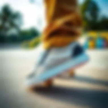 Vans Skool V in a vibrant skatepark setting