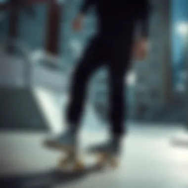 A skater wearing Vans UltraRange Chelsea in an urban skatepark setting