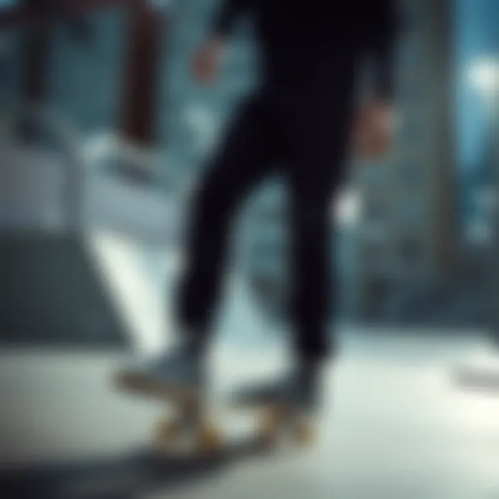 A skater wearing Vans UltraRange Chelsea in an urban skatepark setting