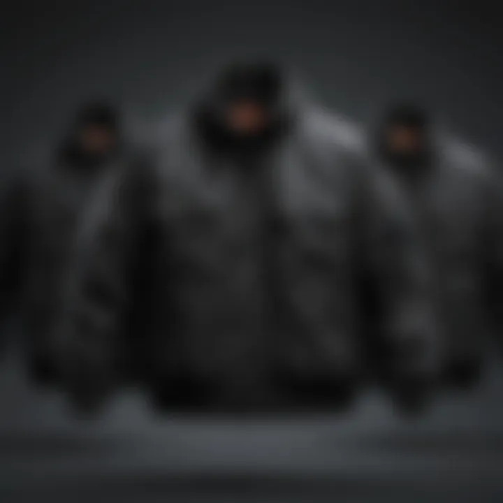 Various black utility jackets displayed for comparison