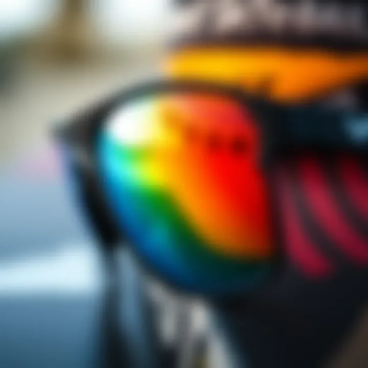 Close-up of VZ sunglasses highlighting design features