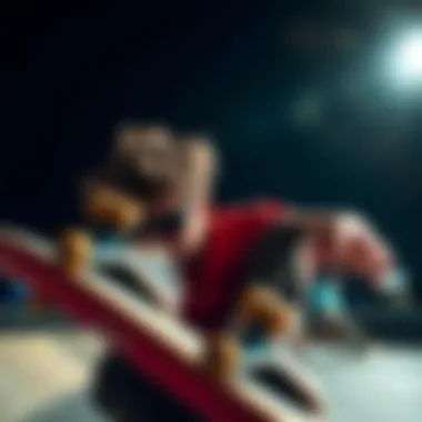 Skateboarder executing a trick while wearing sunglasses