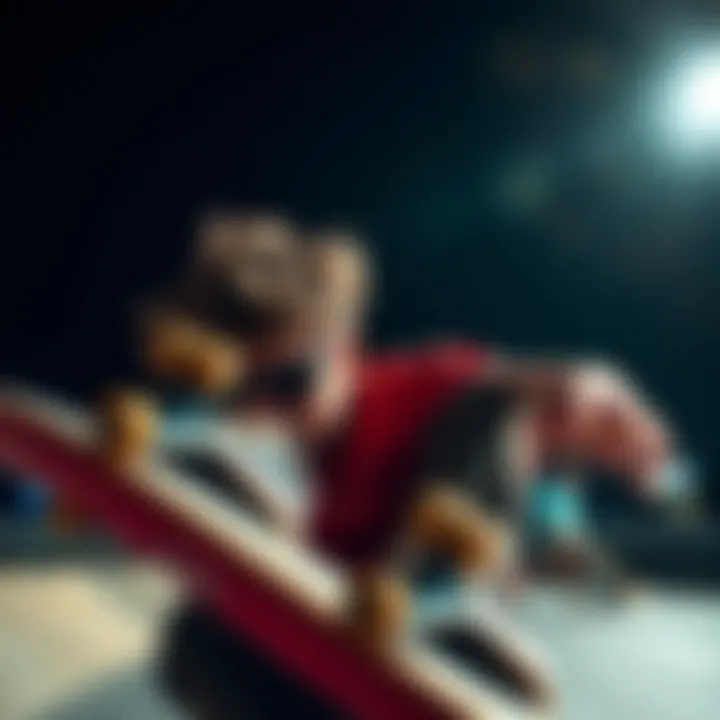 Skateboarder executing a trick while wearing sunglasses