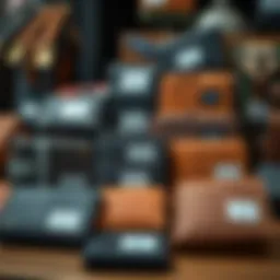 Display of Herschel wallets in a stylish arrangement