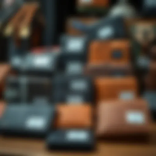 Display of Herschel wallets in a stylish arrangement