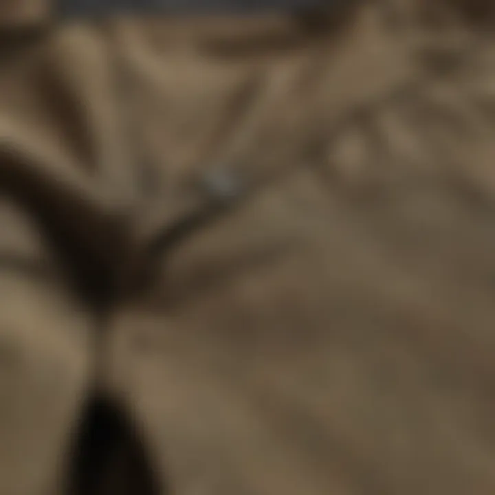 A close-up view of high-quality cargo pants fabric