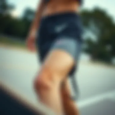 Close-up of performance features of Nike shorts