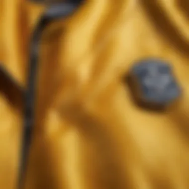 A close-up of the fabric and stitching details of the Yellow Members Only Jacket, highlighting craftsmanship.