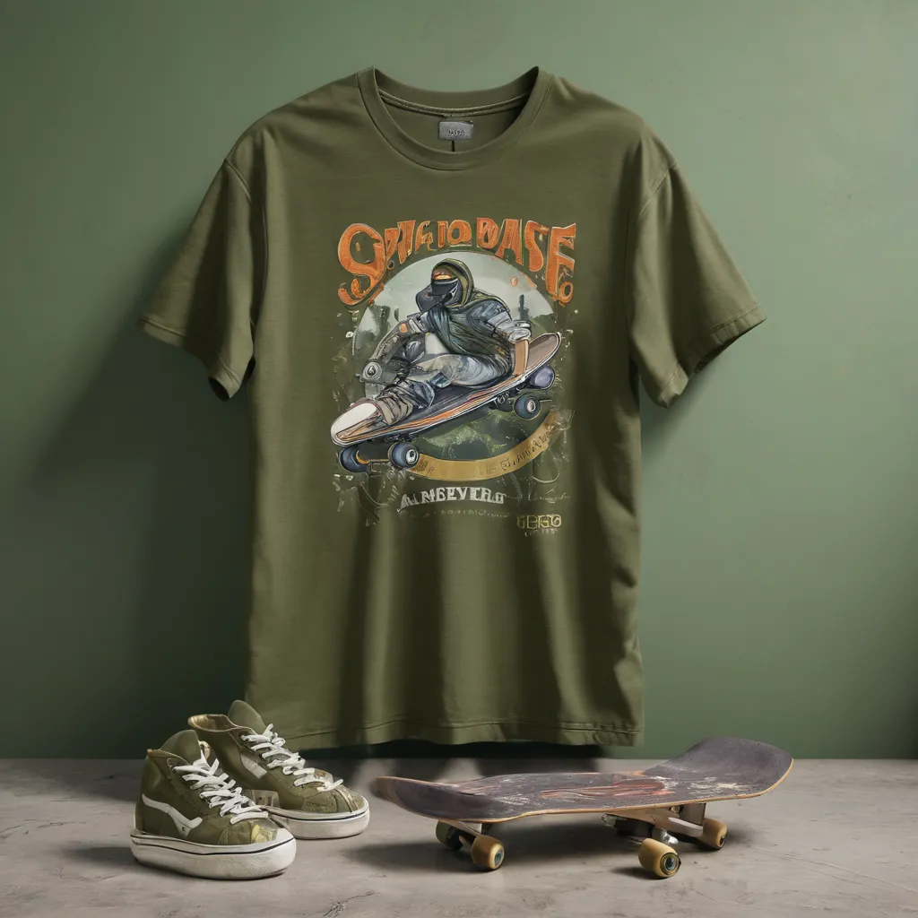 The Olive Green Graphic Tee In Skateboarding Culture The olive green graphic tee in skateboarding culture